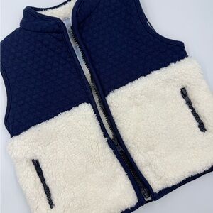Kids Navy and White Shearling Vest